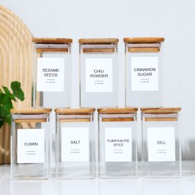High Borosilicate Glass Spice Jar with Label and Bamboo Lid (24 x 8 Ounces), Spice Container with 72 Printed Labels and 20 Handwritten Labels