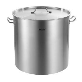 Stainless Steel Stockpot, 100 Quart Large Cooking Pots, Cookware Sauce Pot with Basket, Lid, and Handle, Heavy Duty Commercial Grade Stock Pot