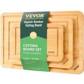Cutting Board, 3 Pieces, Premium Versatile Bamboo Cutting Board with Food-Grade Oil and Juice Groove