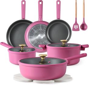 Non Stick Pots and Pans Set, Cookware Sets Nonstick, Kitchen Cooking Set with Stay-Cool Handles,with Silicone Tools and Pot Protectors,16 Piece
