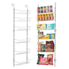Over the Door Pantry Organizer, 6-Tier Pantry Organization and Storage, Heavy-Duty Steel Hanging Spice Rack, Adjustable Wall Seasoning Shelves
