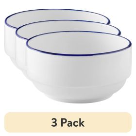(3 pack) Blue Rim Stoneware Bowl