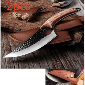Slaughter Cutting Meat Boning Small Scimitar Special Skinning Killing Pigs Butcher (Option: Sheath-Brown-2PCS)