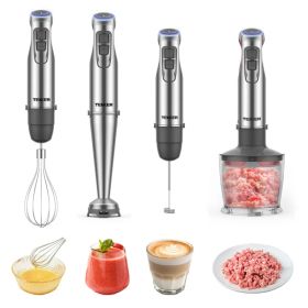 1100W Immersion Hand Blender, Stainless Steel Stick Blender With 12-Speed & Turbo Mode, TENKER 5-in-1 Handheld Blender With 600ml Mixing Beaker W (Option: Silver)